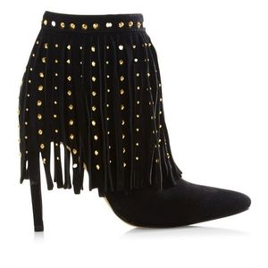 Express studded fringe ankle boots